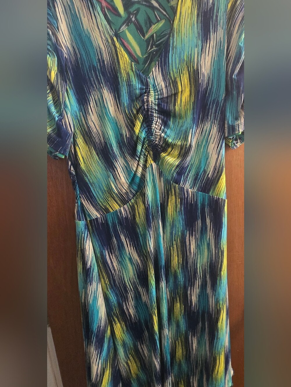 EUC REVERSIBLE Vibrant Brushstroke Maxi Dress in Teal & Yellow 2 For 1!!